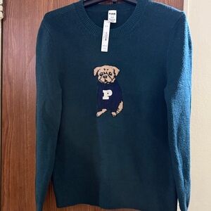 Victoria's Secret Teal Sweater with Dog Design